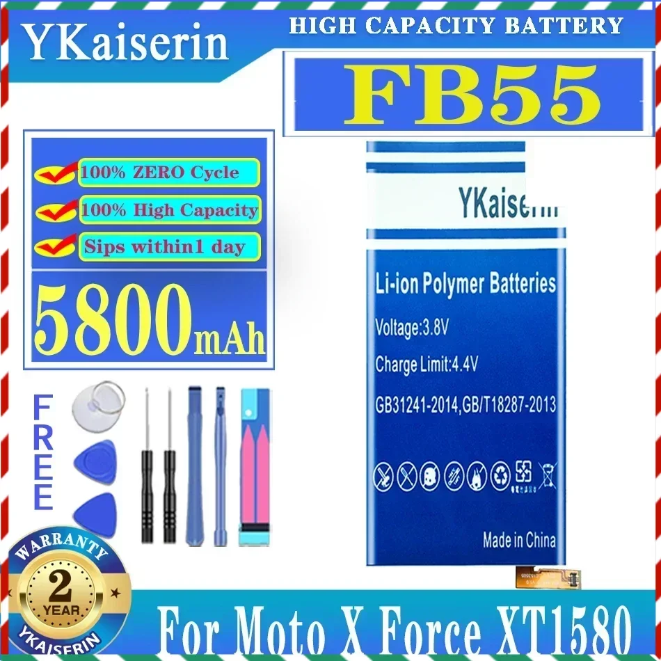 YKaiserin 5800mAh FB55 FB 55 Battery For Motorola Moto DROID Turbo 2 Turbo2 XT1585 XT1581 XT1580 Batteria