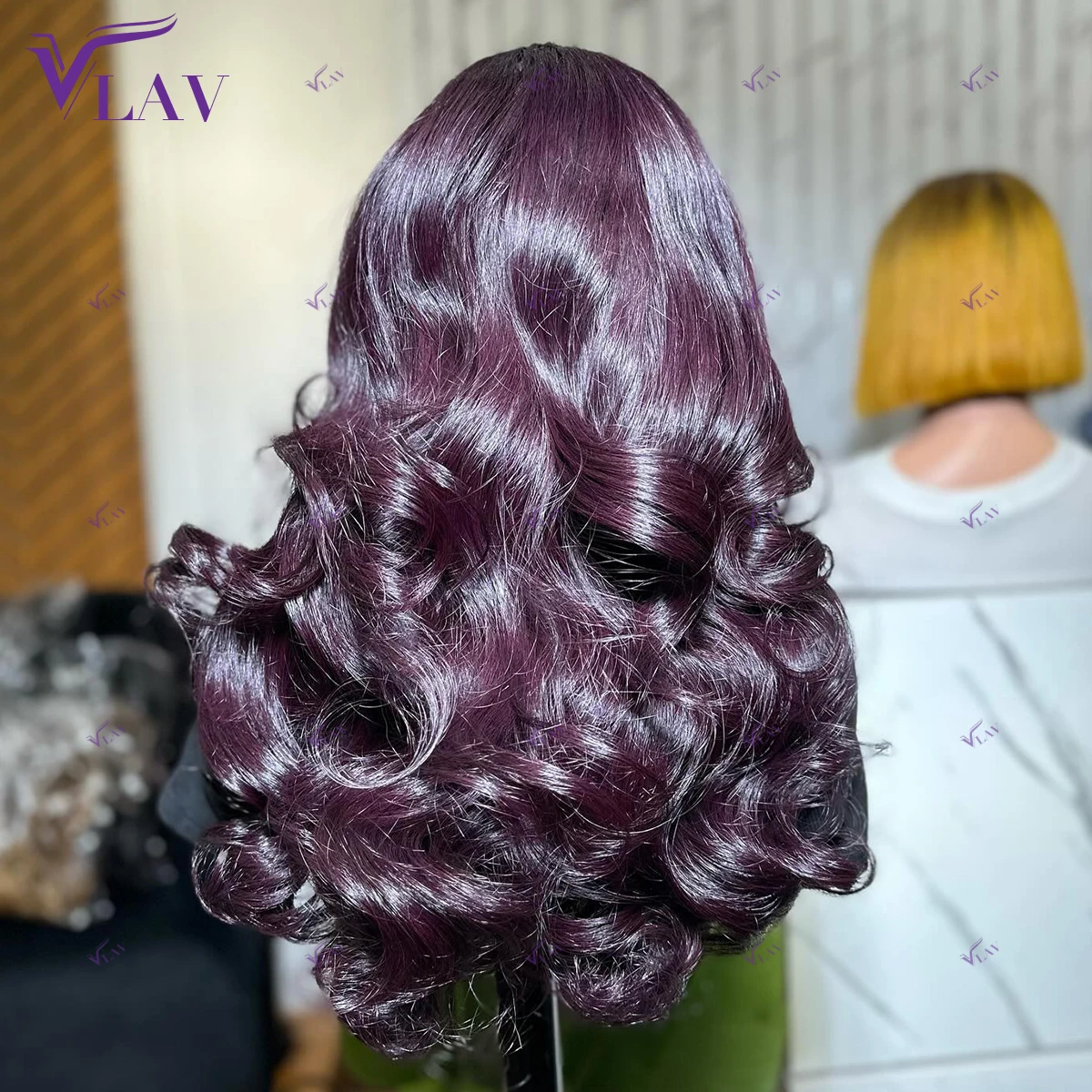 Pelucas delanteras de encaje ondulado de cuerpo de color morado oscuro, pelucas frontales de encaje HD 360 para mujeres, pelucas transparentes sin pegamento, cabello humano 100%