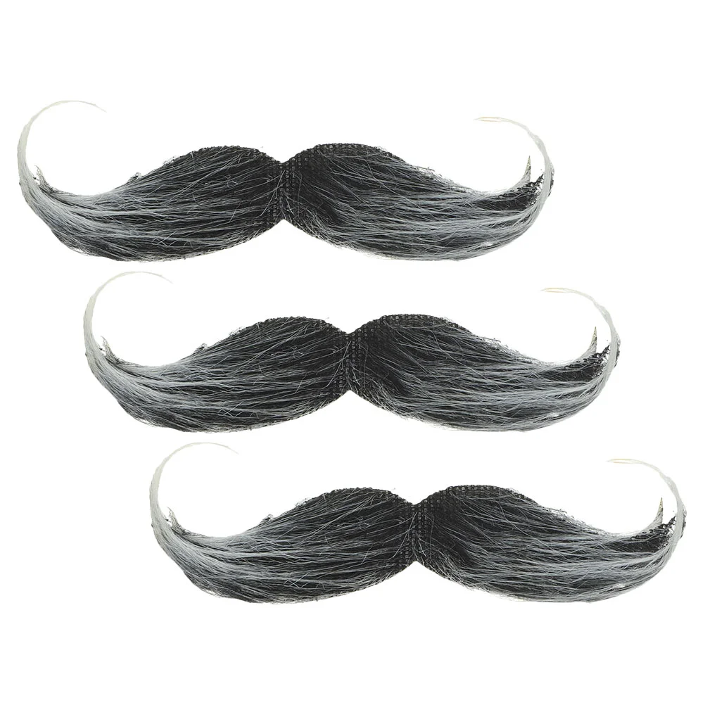 3 Pcs Fake Beard Realistic Mustache Clothing Party Props False Halloween Cosplay Beards Man