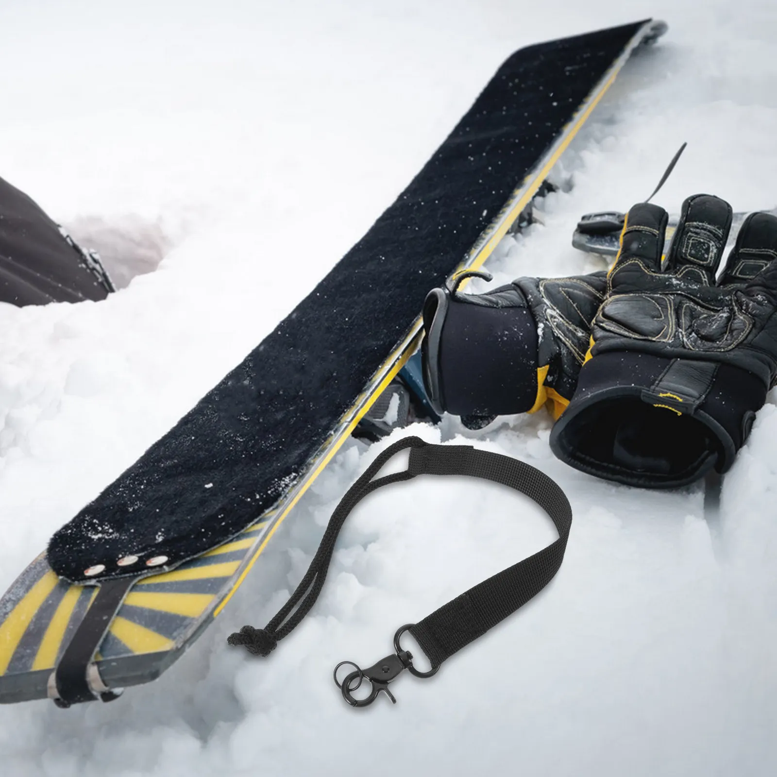 

2Pcs Adjustable Snowboard Boot Strap Black Leash Cord Secure Ski Binding Strap Snowboard Safety Leash Ski Boot Binding Aid