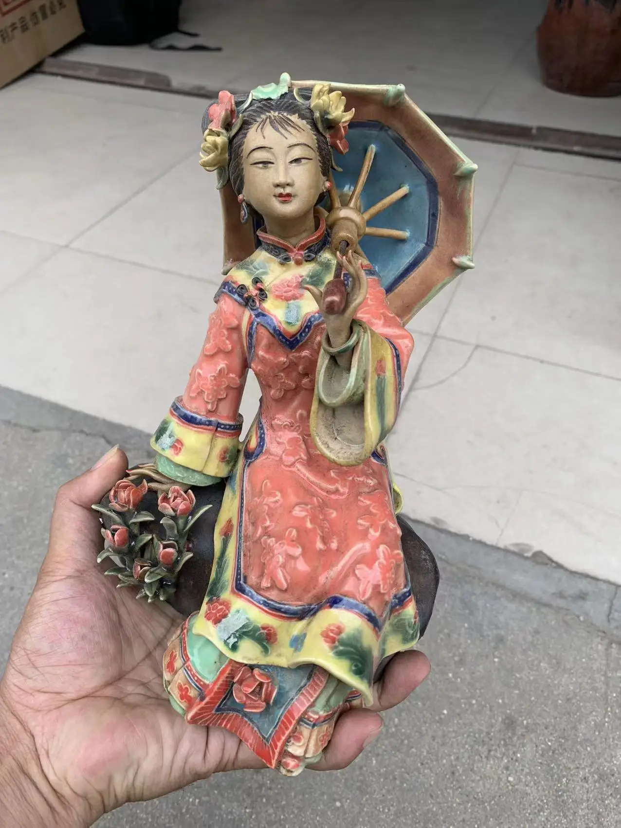 Collectable Qing Dynasty Chinese pastel Porcelain Princess statues,Shiwan Kiln ,#02,Free shipping