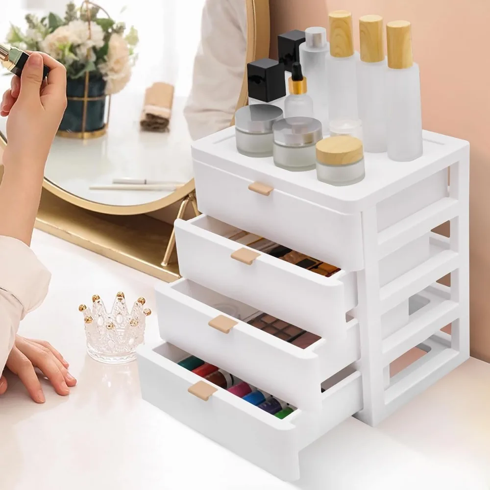 

Desk Organizer with 4 Drawers Small Drawer Organizer Drawers Storage Makeup Organizer Tabletop Container for Office School Home