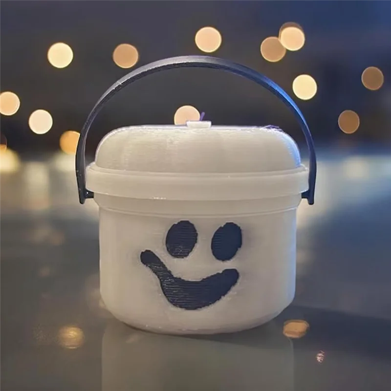 AS60-12Pcs Spooky Mini Boo Bucket Figurines Halloween Candy Bowl Trick Or Treat Props Trick Or Treat Event Props Novelty Gifts
