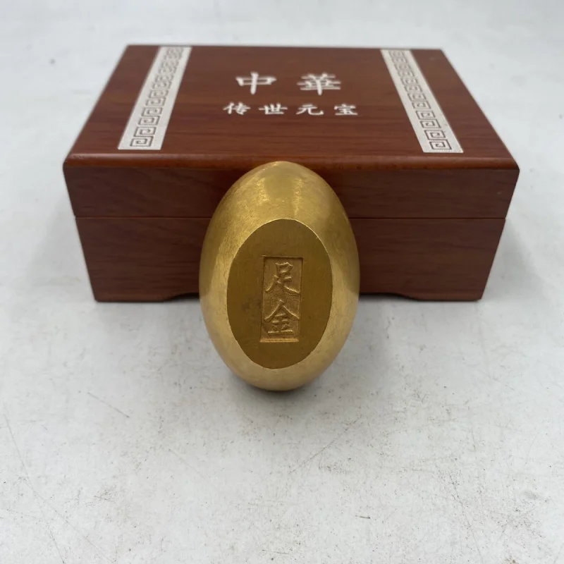 Gold Ingot Ornament for Wealth Attraction Solid Copper Ingot Brass Desktop Home Decor Craft