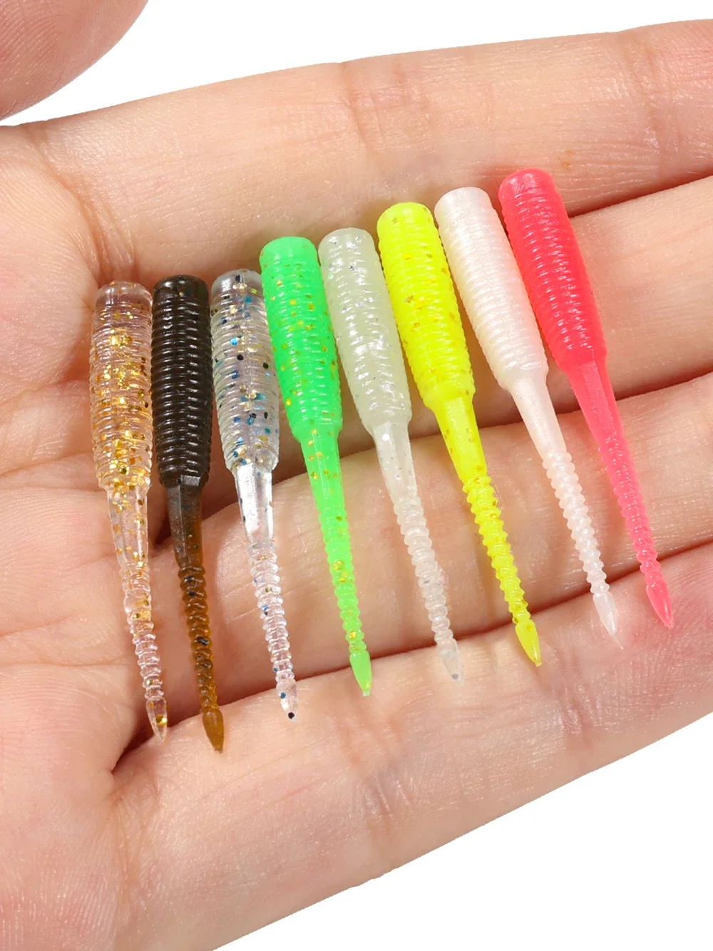 Schwimmender Ajing-Wurm Weicher Angelköder 35mm TPR Mini-Mikro-Weichköder für Eisangeln, Felsenangeln, Panfish, Barsch, Süß- und Salzwasser-Angelzubehör – Detail 3