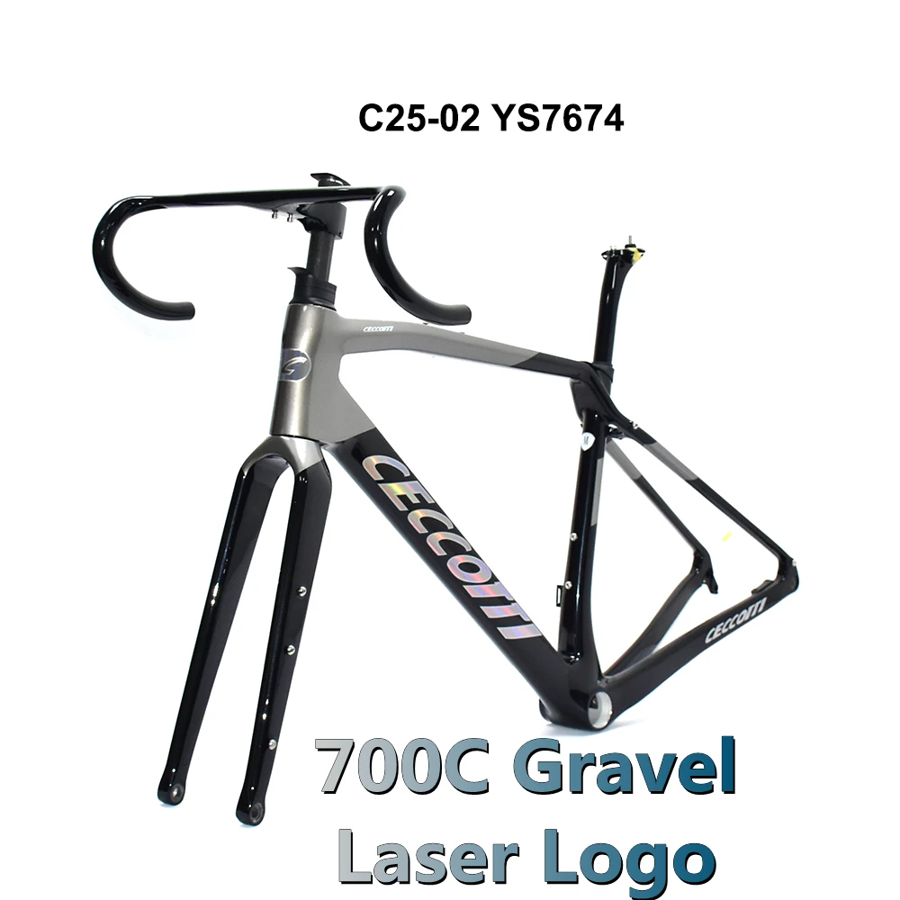 Carbon Frame for Gravel Bike, Full Hidden Cable Line Handlebar