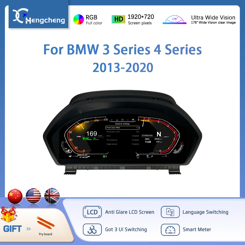 

12,3-дюймовая цифровая приборная панель BMW серии 3/4 F30 F31 F34 F32 F33 F36 2013-2020, ЖК-дисплей приборной панели, обновление виртуального кабина, развлечения