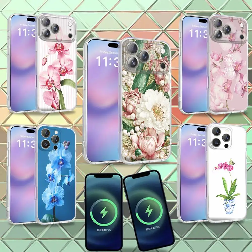 

Elegant Pink and Blue Orchid Phone Case For iPhone 16,14,11,17,13,15,12,Air,Plus,Pro,Max,E,Mini Frosted for MagSafe Magnetic