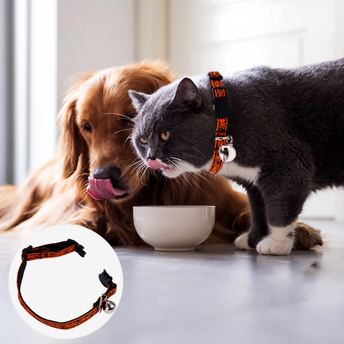 

Pet Cat Collar Dog Collars Puppy Collars Halloween Party Stylish Crystal Skull Breathable Material Belt Bright Colors