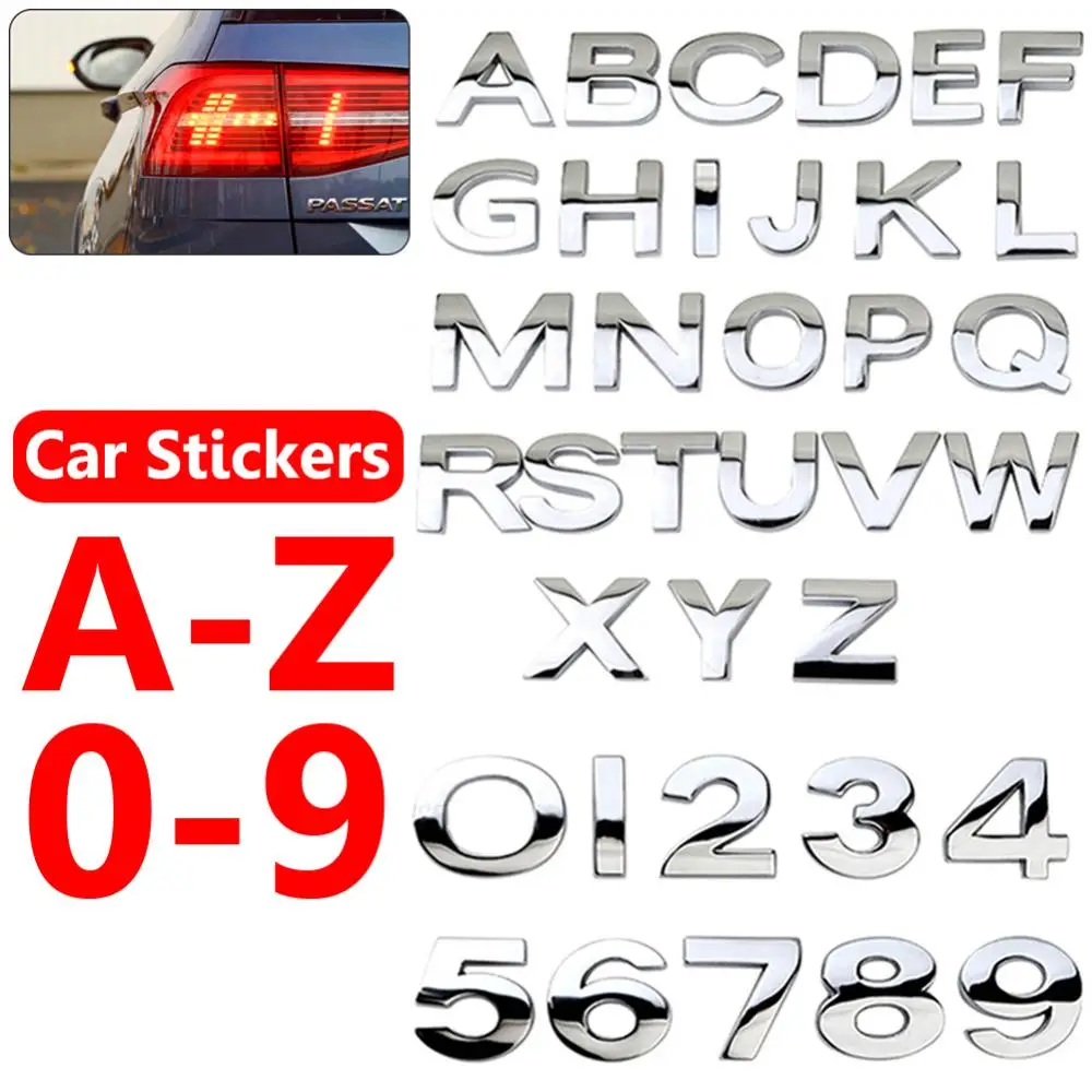 Dropshipping!! Number Letter Self-adhesive Auto Sticker Car Badge Decals Emblem Decoration