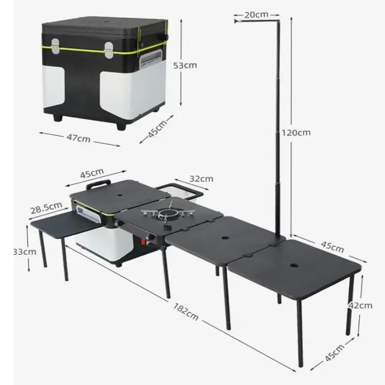 Outdoors Camping Picnic Portable Mobile Foldable Mini Camper Kitchen Folding Table Multifunctional Set Kitchen System