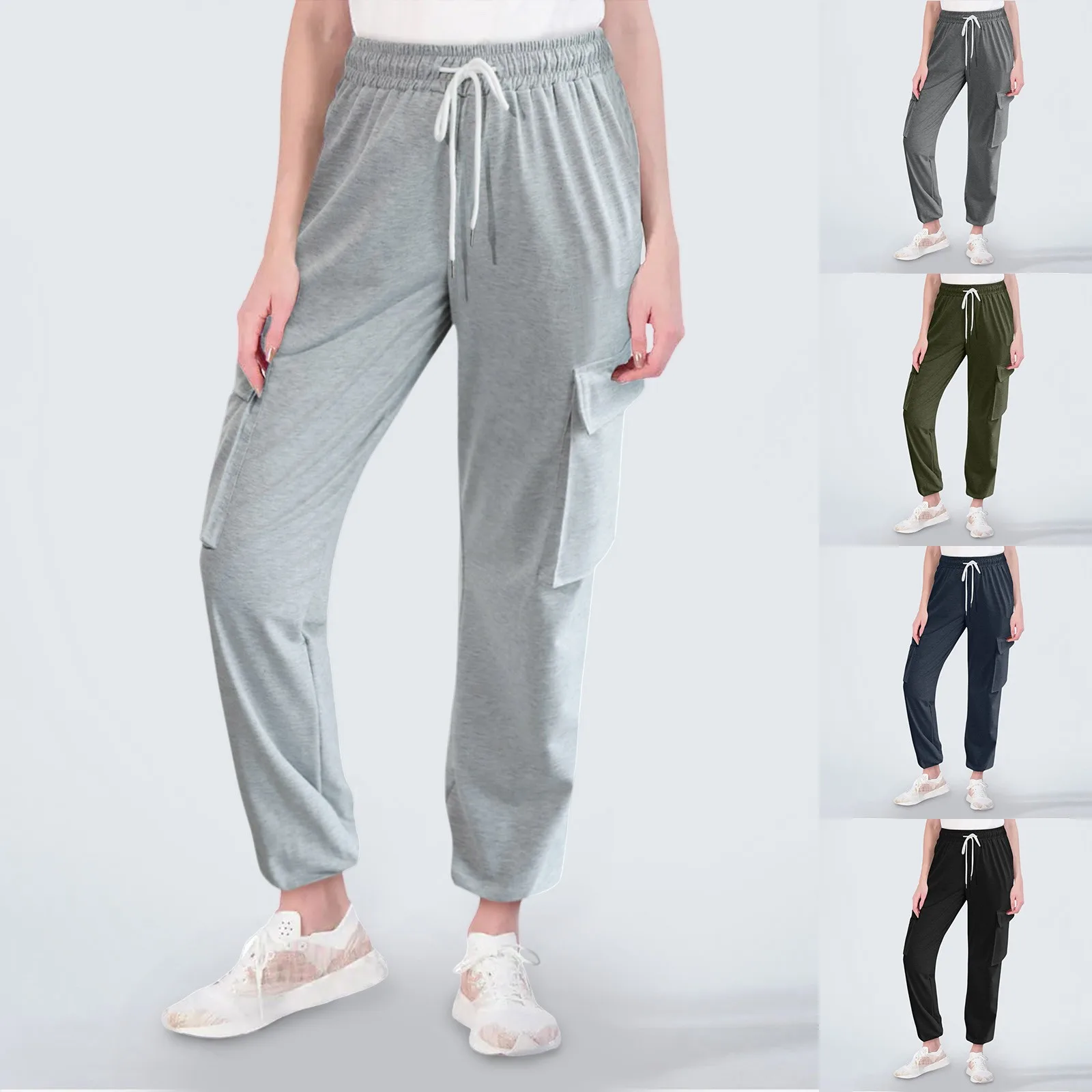 Womens Casual Pants Drawstring Women's Running Sweatpants Fall Baggy Wide Leg Pants Casual Workout Joggers Pants Windproof Women