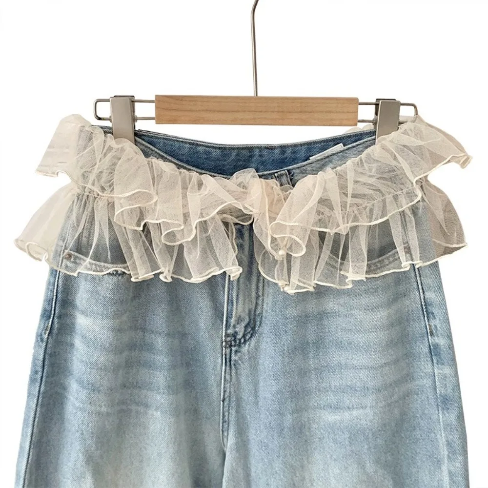 Sweet Balletcore Mesh Minigonne Stile coreano Y2k Gonne con volant Grembiule avvolgente Vita alta Butt Curtain Girl