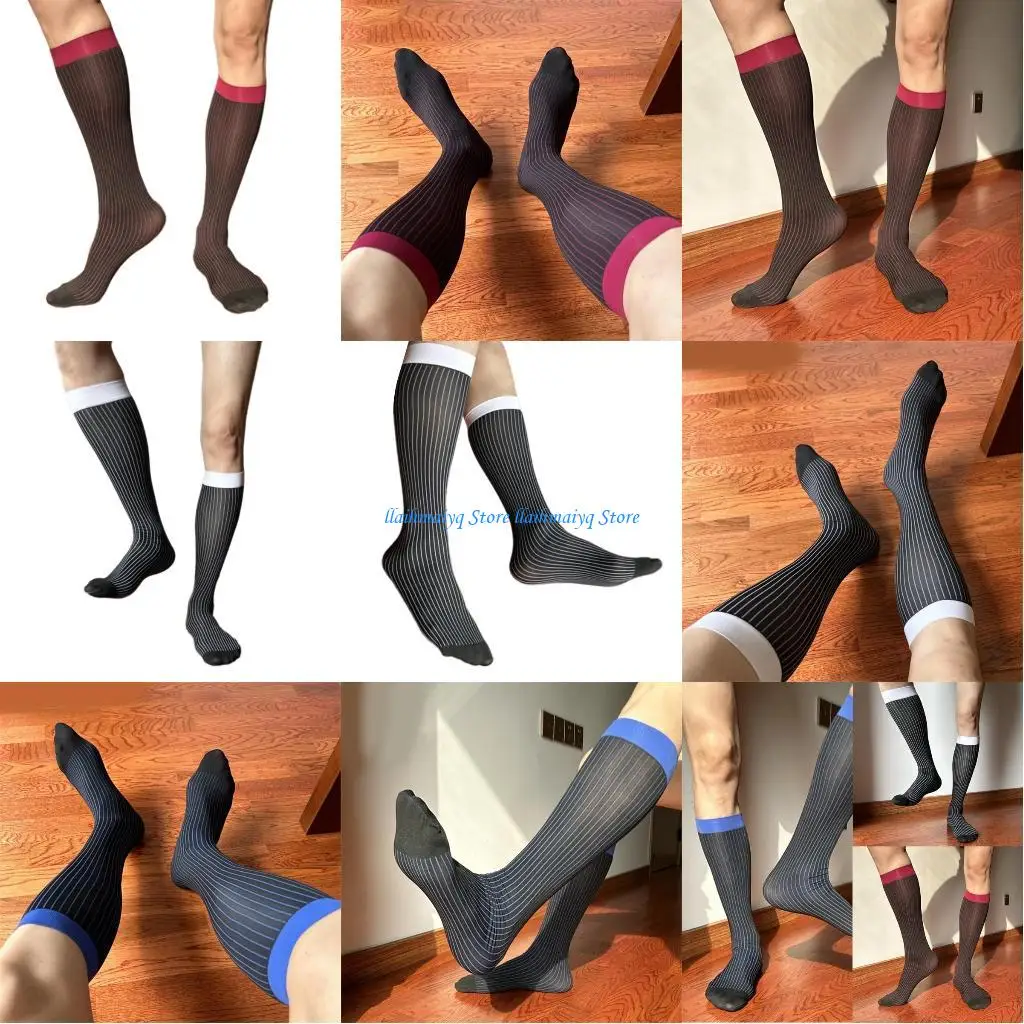 

573B Mens Knee Highs Dress Socks Nylon Dress Socks for Men Over the Calf Dress Socks