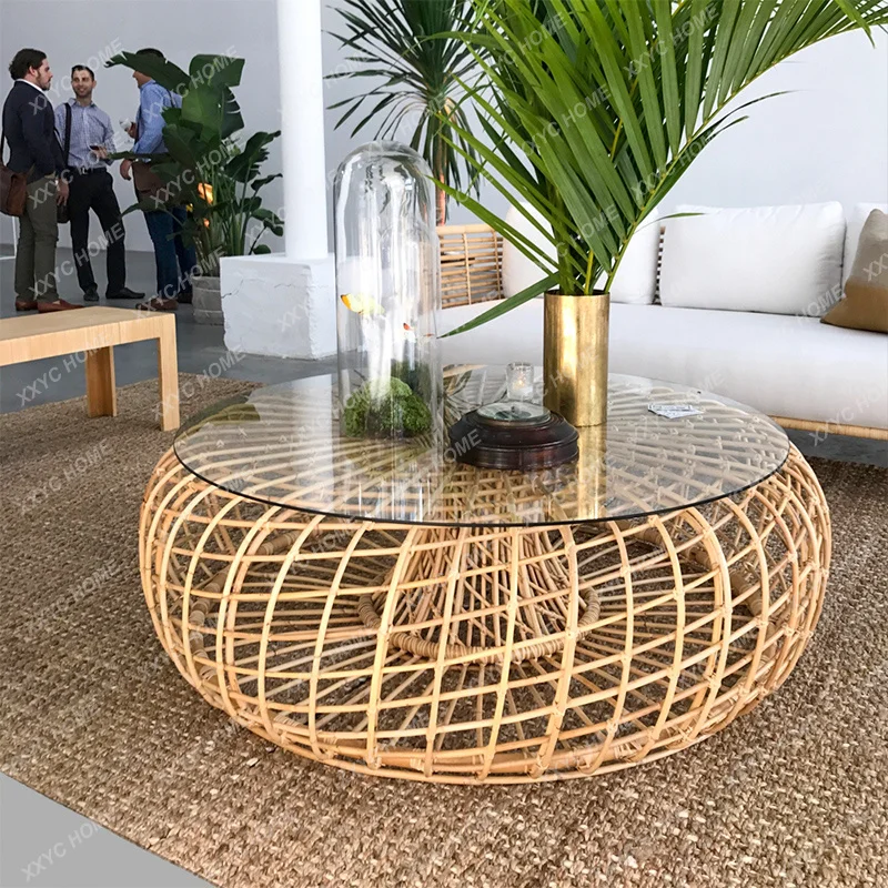 

Outdoor leisure rattan sofa hotel villa design coffee table combination courtyard outdoor furniture