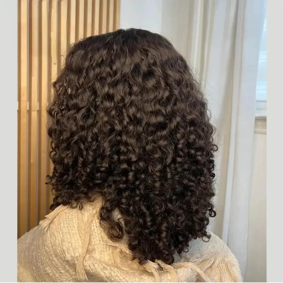 الجانب جزء 13x4 الدانتيل شعر مستعار أمامي سوبر لينة غريب مجعد الملمس الطبيعة البني الاصطناعية للنساء الاستخدام اليومي لا الغراء