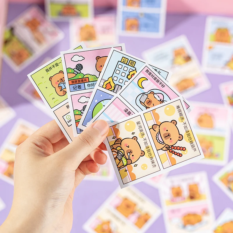 40 sheets Ins Kapibala Sticker Book Washi Paper journal DIY Material Decoration Sticker Memo Pad Scrapbook Aesthetic Stationery