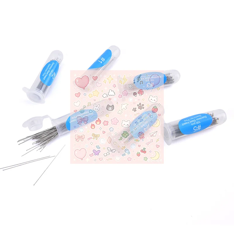 100Pcs  Pins Specimen Needle Stainless Steel School Lab Entomology Needle With Tube  Obsvering Tool Set