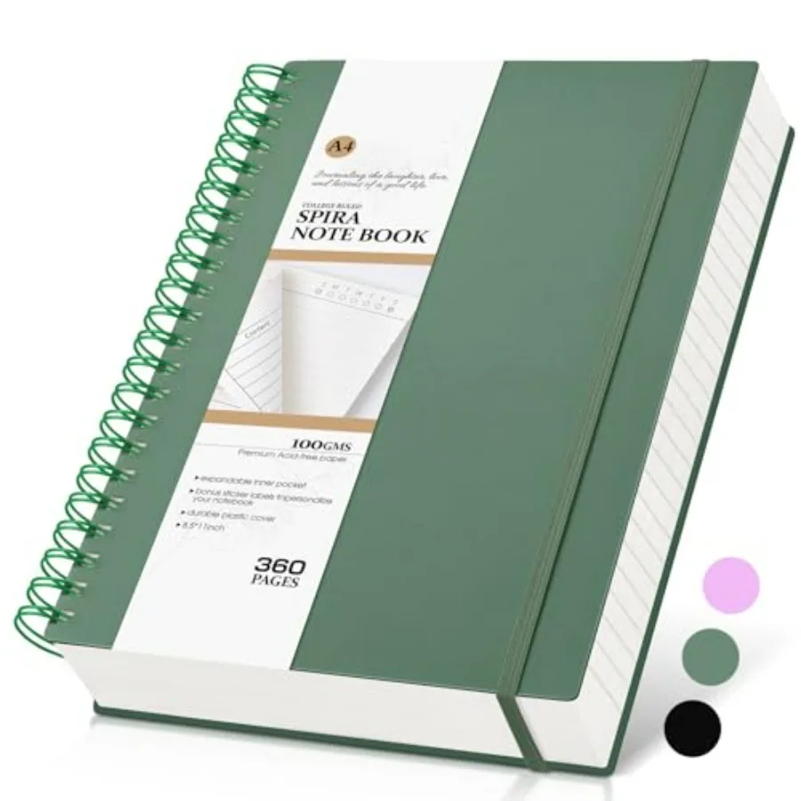 

Spiral Notebook Journal College Ruled 8.5''x 11'', 360 Pages Lined Thick Journals for Women Men, Large Spiral Notebooks with 10