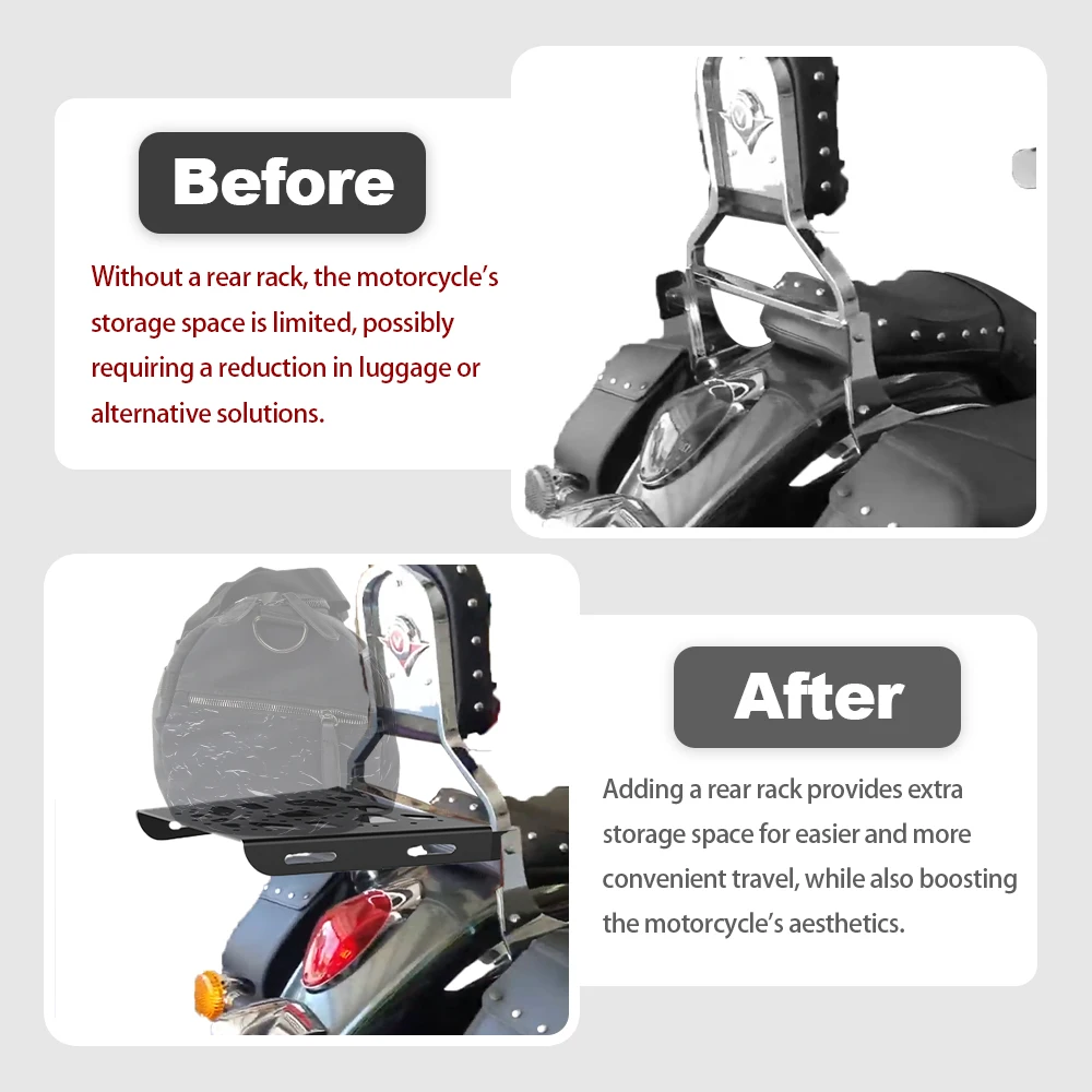 Задняя стойка мотоцикла для Kawasaki Vulcan 900 1700 2000 Classic VN900LT VN1700LT VN2000LT, кронштейн полки для багажа, поддержка хвостовой коробки