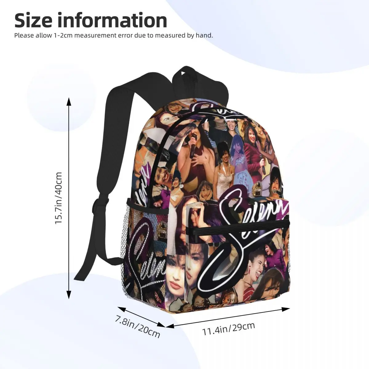 Selena Quintanilla Sakura Student Backpack School Bag Hiking Travel Daypack for Boys Girls Fashion Bookbag Shoulder Bags