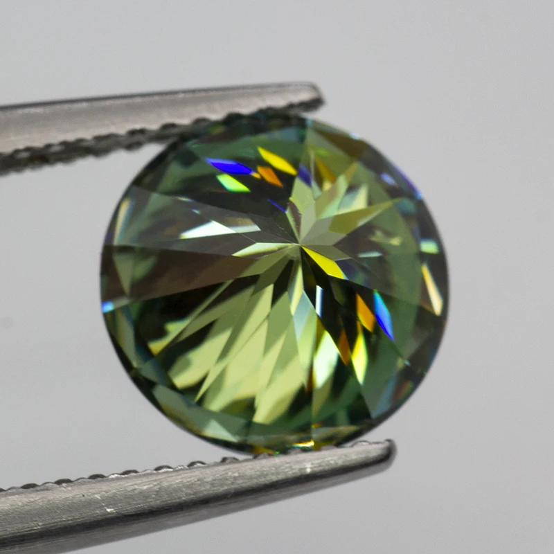 Never Fade Green Moissanite Loose Stone Plum Blossom Cut 0.5-5.0ct  GRA Certified Moissanita Diamonds Pass Diamond Tester