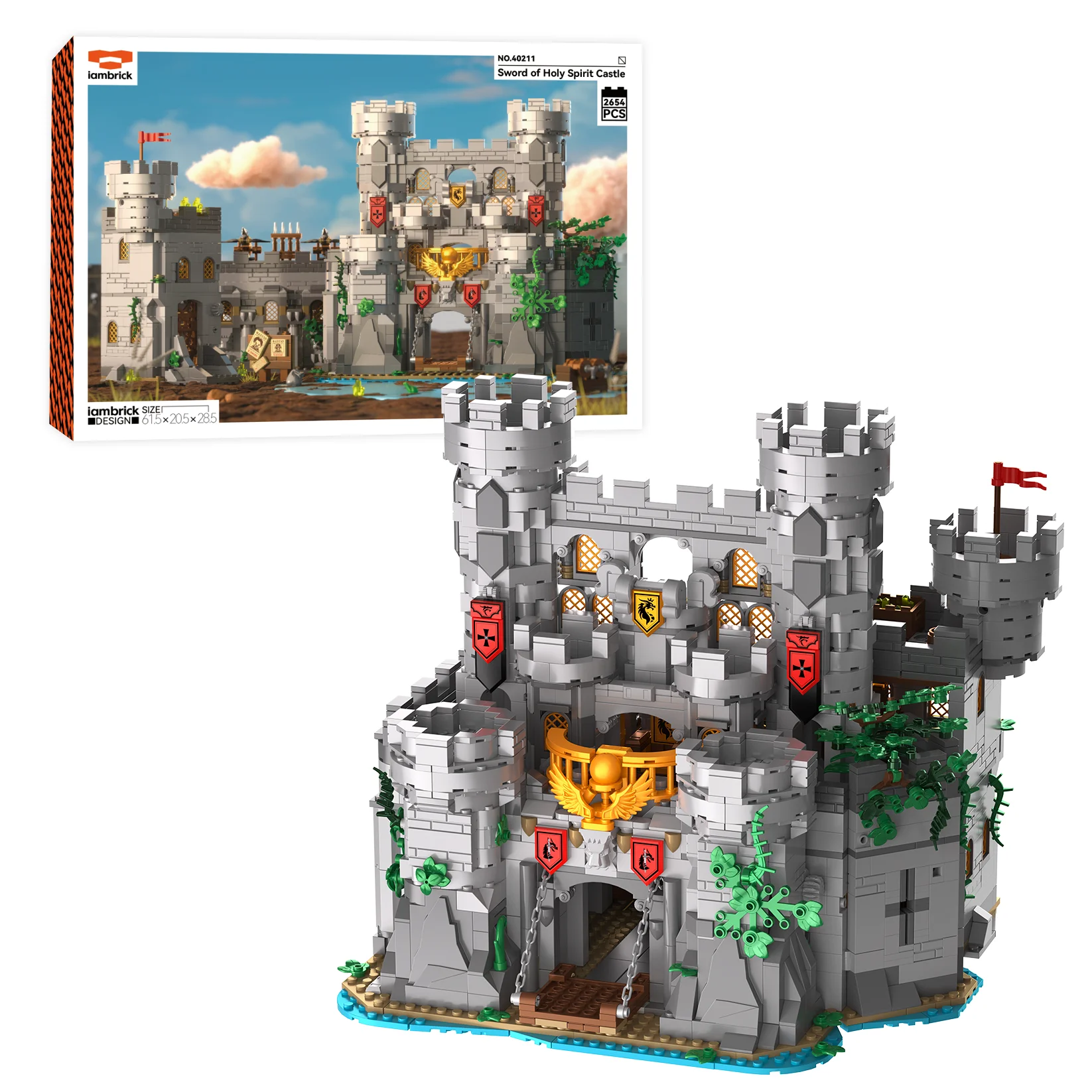 2484PCS  Sword of Holy Spirit Castle Building Blocks Medieval Castle Architecture Model Splicing Assembly Brick Toys Adults Gift
