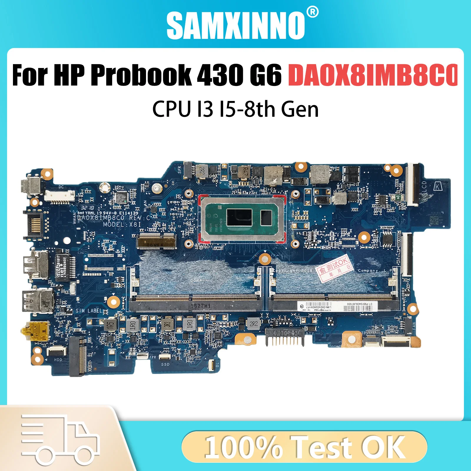 DA0X8IMB8C0 Laptop Motherboard For HP Probook 430 G6 HSN-Q14C Notebook Mainboard With I3-8145U I5-8265U CPU DDR4