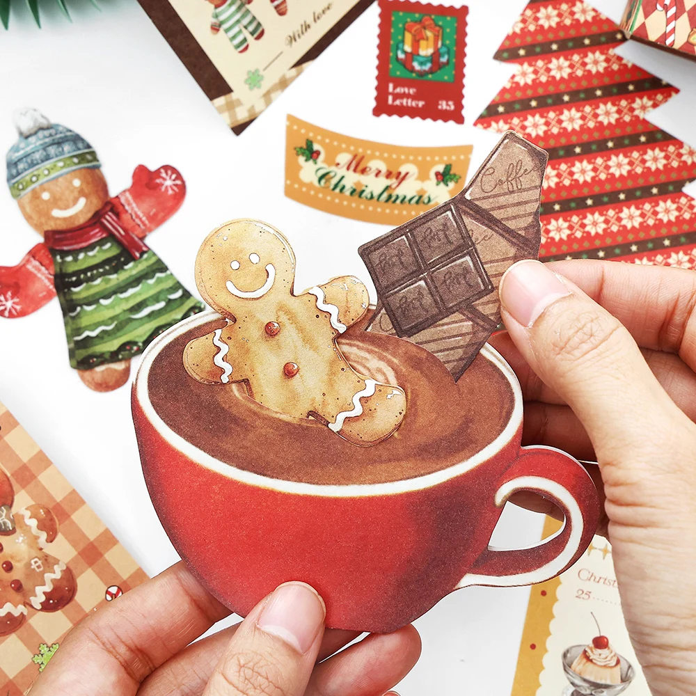 Pack d'autocollants artistiques rétro de noël, 20 pièces, pour bricolage, Album, carnet de notes, décoration, autocollant en PET, fournitures de papeterie pour journal intime