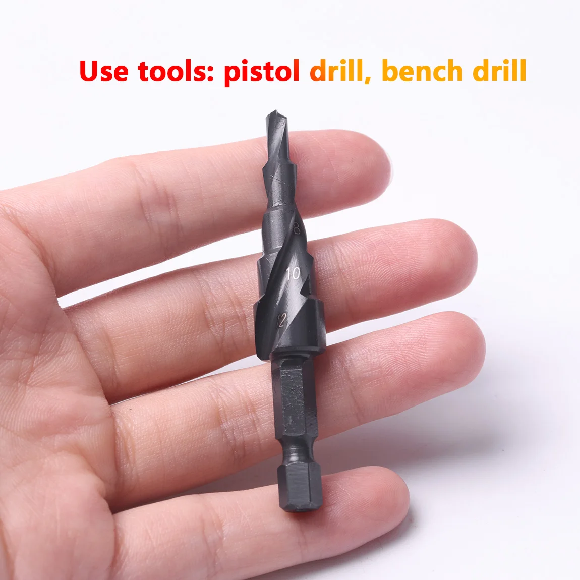 1 ชิ้นเกลียว HSS Stepped เจาะขนาด 4-12 มิลลิเมตร Hex shank Nitriding สีดําพื้นผิว Treatment Core เจาะบิต