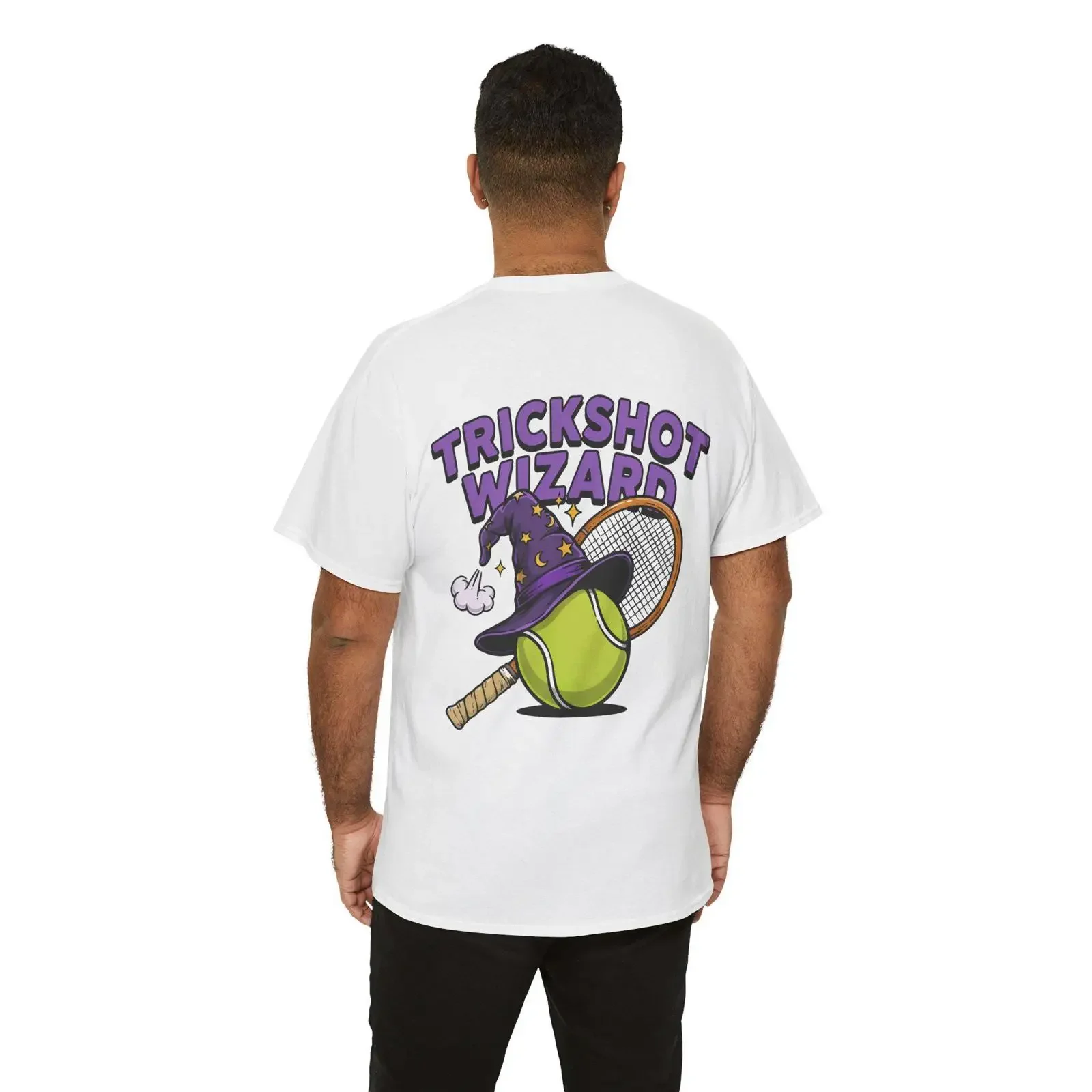 Trickshot Wizard Backprint T Shirt Tennis Sports Ace Court Federer Nadal Sinner Alcaraz vintage Washed Soft