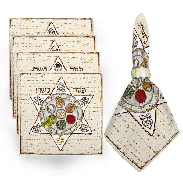 Happy Passover Challah Cover Kitchen Dining Party Decor Jewish Holiday Pesach Seder Plate Matzo Cloth Napkin Passover Decoration