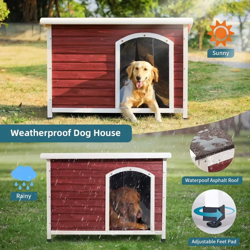 Outdoor Wooden Dog House for Large Dogs Red 45.6