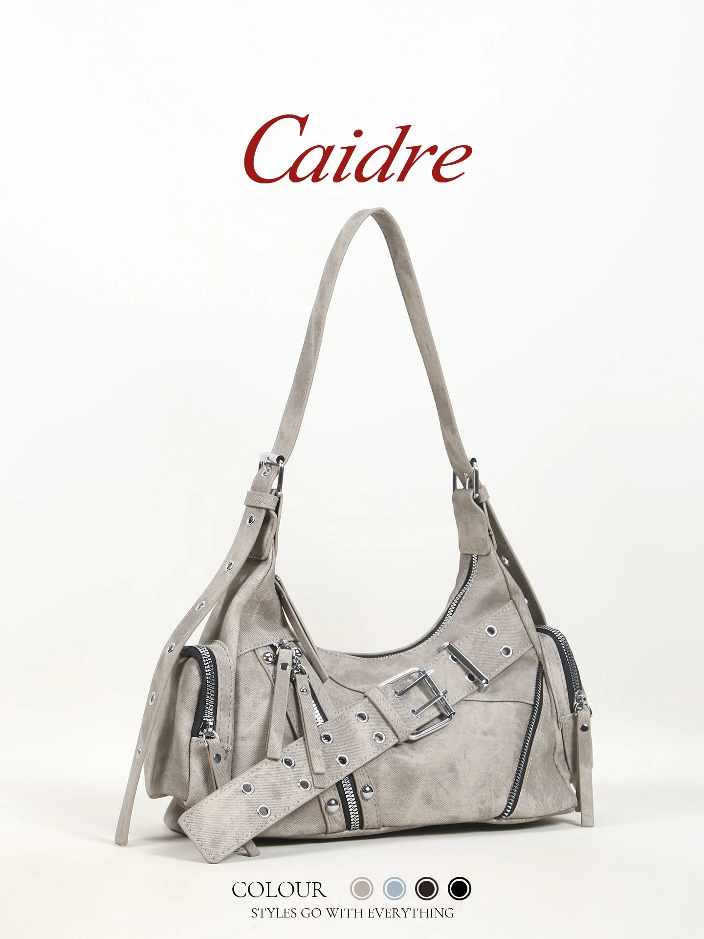 

Caidre Retro Underarm Bag Women's Commuter Single Shoulder Crossbody Bag Spicy Girl Small Size PU Soft Surface Pure Color