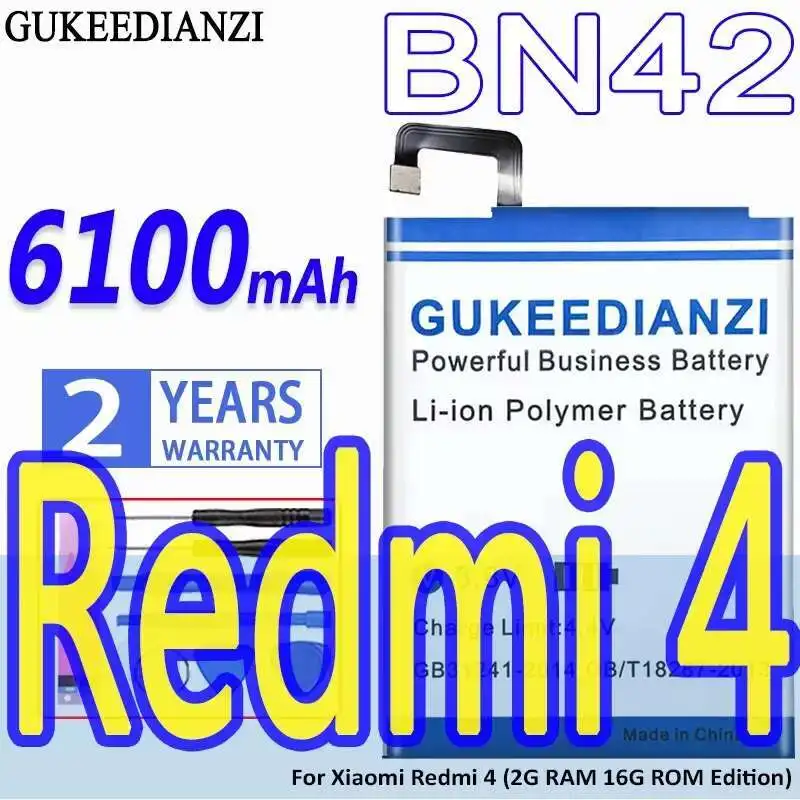 

Safe BN42 6100Mah Premium Replacement Mobile Phone Battery For Xiaomi Redmi 4 2G Ram 16G Rom Edition