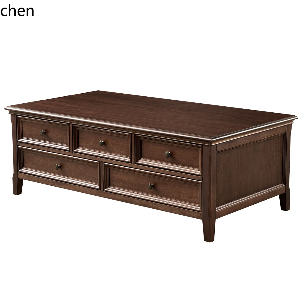 

YFY solid wood coffee table rectangular walnut wood all solid wood light luxury multi-drawer living room furniture