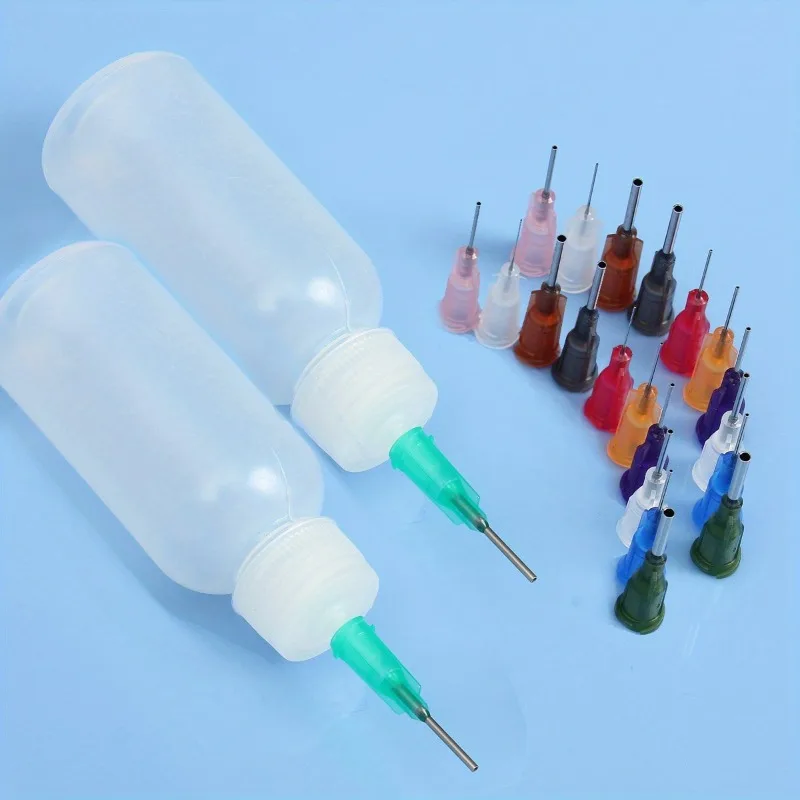 2pcs 30ml/50ml Transparent Polyethylene Needle Dispenser Dispensing Bottle for Rosin Solder Flux Paste + 11 Needles Tools