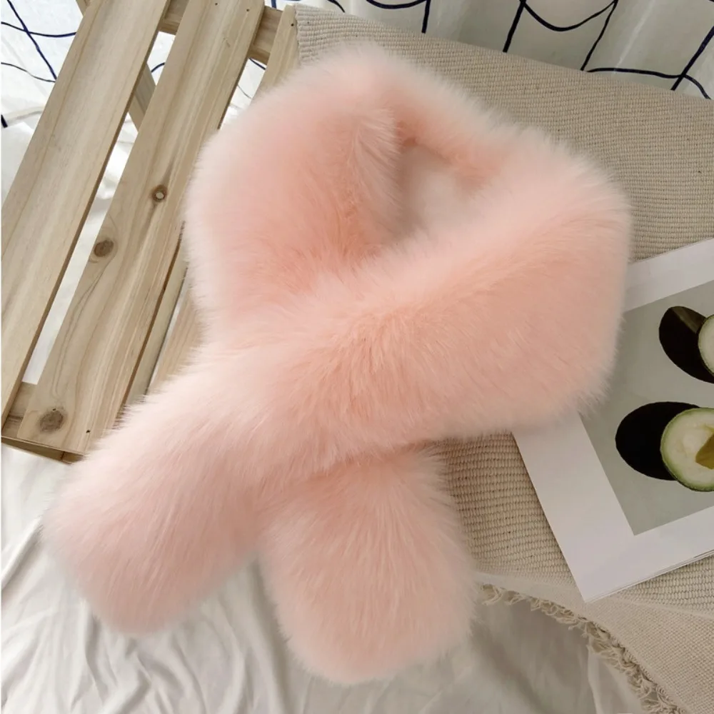 

Cozy Versatile Faux Fur Scarf Solid Color Warm Faux Fox Rabbit Fur Collar Scarf Soft Fluffy Neck Warmers For Women