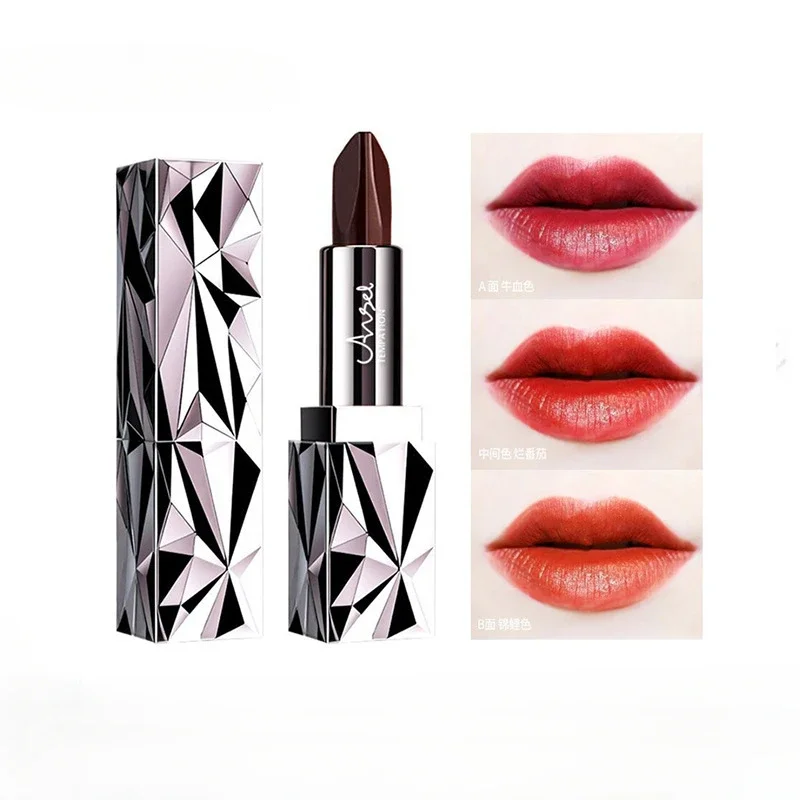 3 Color in 1 Diamond Matte Lasting Lipstick Luxury Texture Waterproof Velvet Gloss Cosmetic Moisturizing High Saturation Makeup