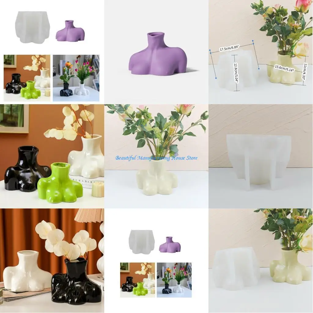 

E56A Человеческое тело, половина тела, форма для цветочного горшка, форма для литья эпоксидной смолы, сочный горшок