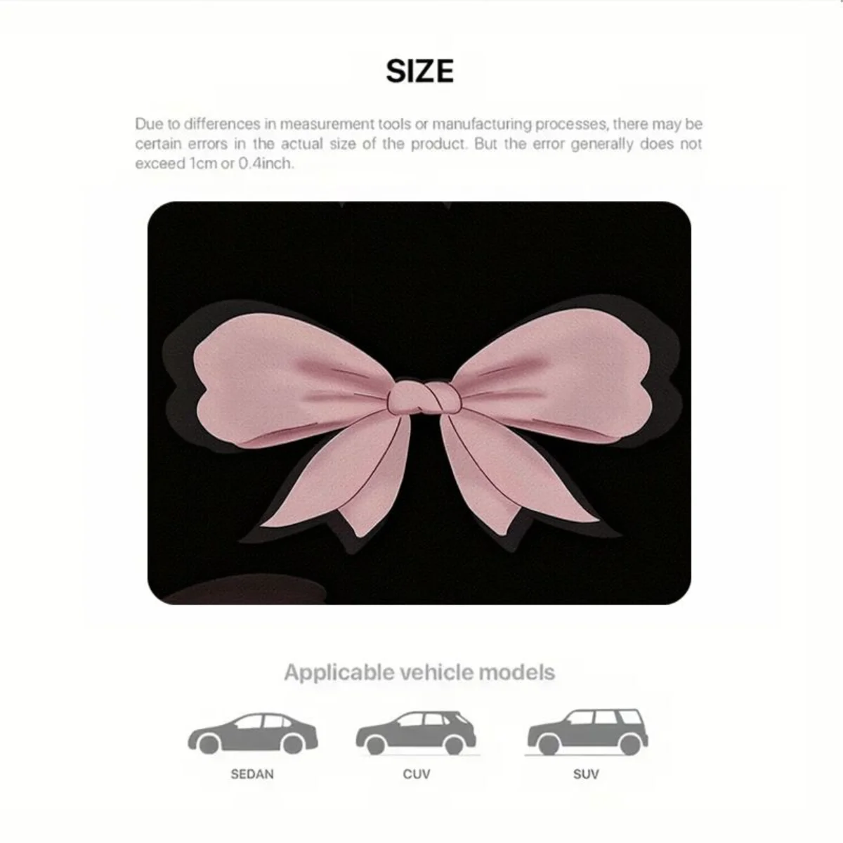 Universal Women Car Rear Trunk Cargo Mat Pink Big Bow Black Background Print Anti-slip Waterproof Rear Liner Protector Decor Pad