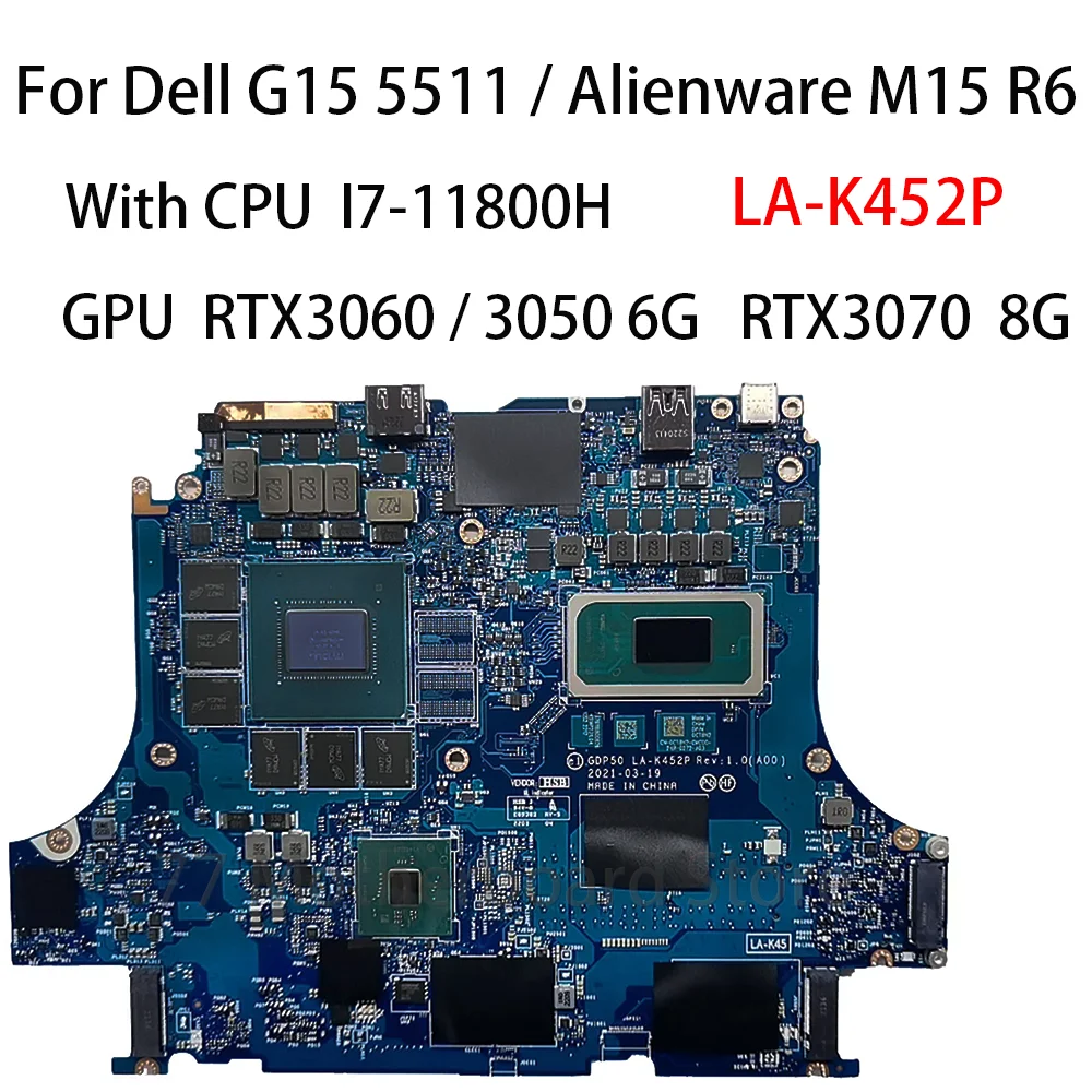 

Материнская плата для ноутбука GDP50 LA-K452P для DELL G15 5511 Alienware M15 R6 с процессором I7-11800H, графический процессор RTX3060 6G RTX3070 8G, 100% тестирование