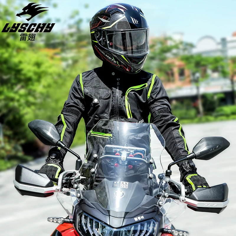 LYSCHY Motorcycle Summer Mesh Breathable Riding CE Suit Men's Anti-fall Reflective Safety Vest Motorcyclist Racing Jacket