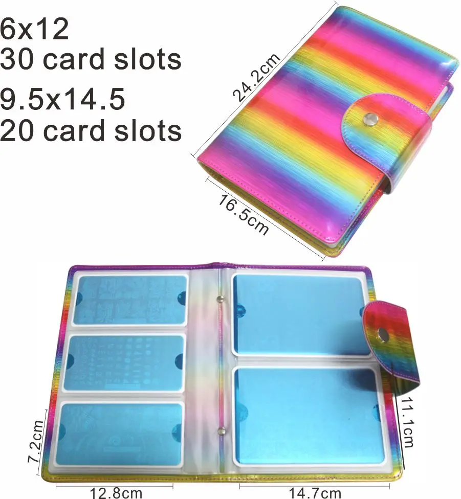 New 50Slots 6Color Laser Series Nail Stamping Plate Card Storage Bag Nail Manicure Tool PU Leather Empty Case Album Storage Bag