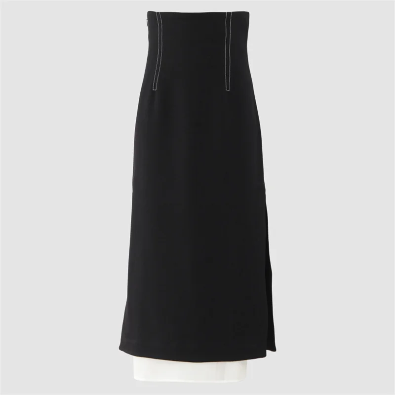 Women's skirt New high waisted slim fit long dress for summer 2026 Color blocking patchwork women's half skirt hip hugging skirt
