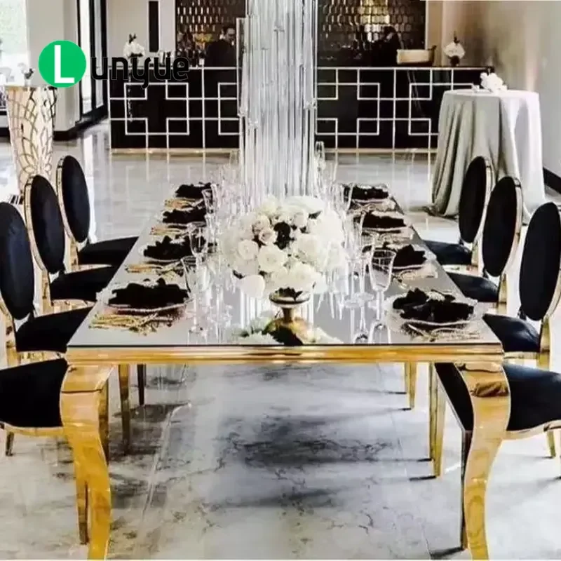 Luxury Marble Countertop Wedding Table Metal Base Durable Eco Friendly Furniture for Hotels Restaurants Banquet Event Decor