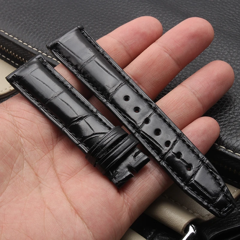 20 22mmCrocodile leather watch strap for IWC PORTUGIESER PORTOFINO IW371446 Replace Wristbands 55+135mm Genuine Alligator Strap