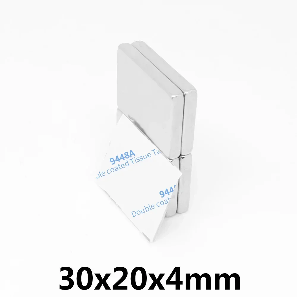 30x20x4mm Strong Search Magnet Sheet 30*20*4 Block Permanent Neodymium Magnet With 3M Self - Adhesive 30x20x4