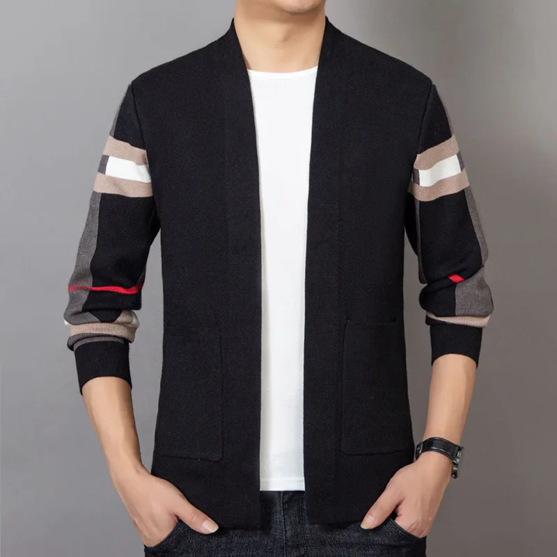 Fashion Loose Pockets Printed Casual Cardigan Sweaters Men's Clothing 2023 Autumn New Korean Tops All-match Coat