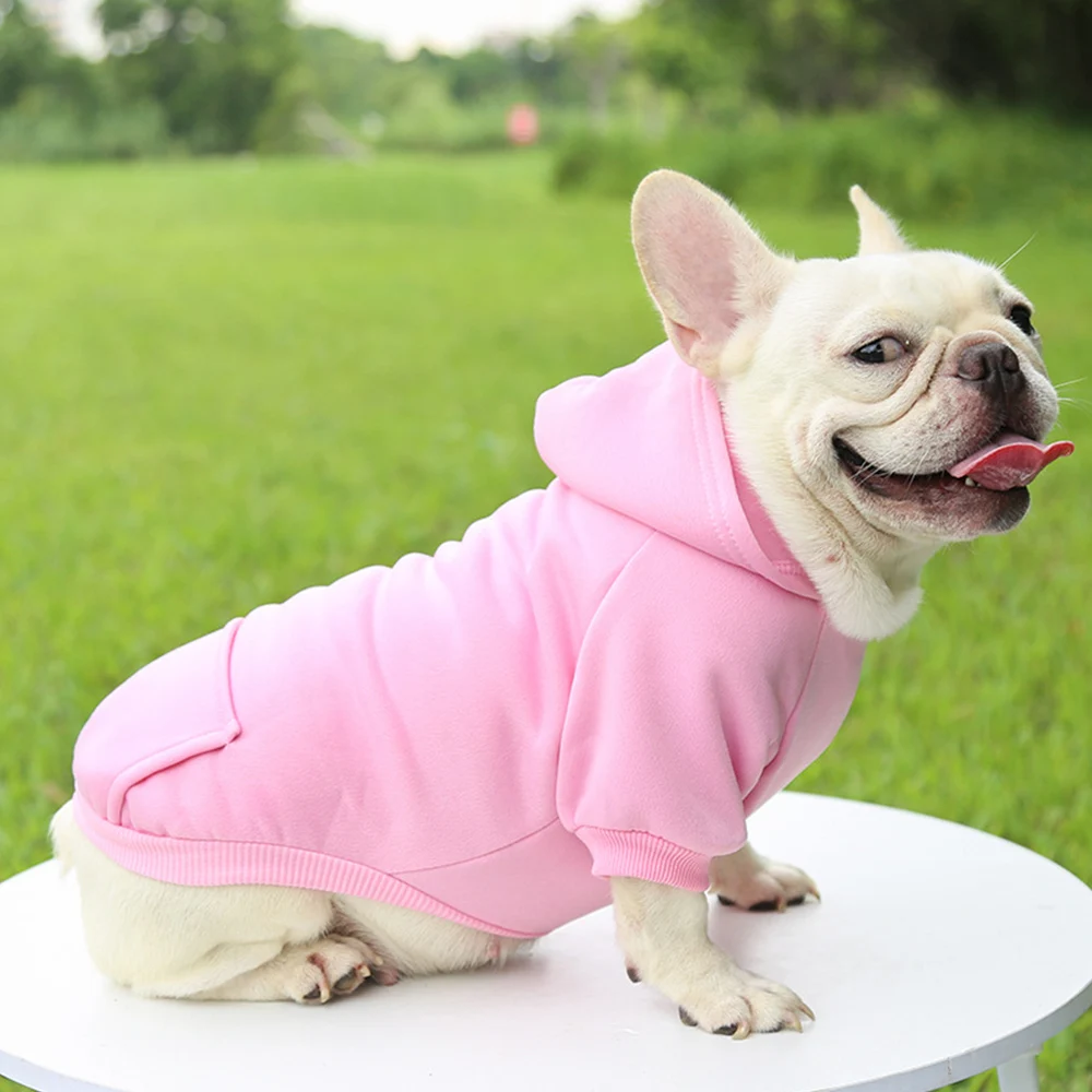 Puppy Apparel Outfit Pet Costume Solid Color Two-legged Warm Clothes Cat Dog Pullover Clothes Hoodies With Pockets DIY Soft